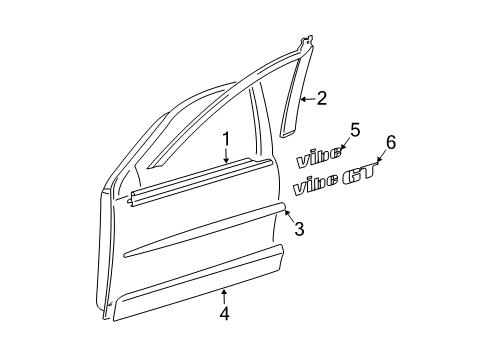 2004 Pontiac Vibe Exterior Trim - Front Door Diagram