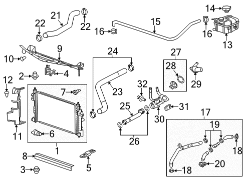 2014 Chevy Impala Upper Baffle Diagram for 23200187