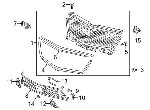 2024 Cadillac XT6 Grille & Components Diagram
