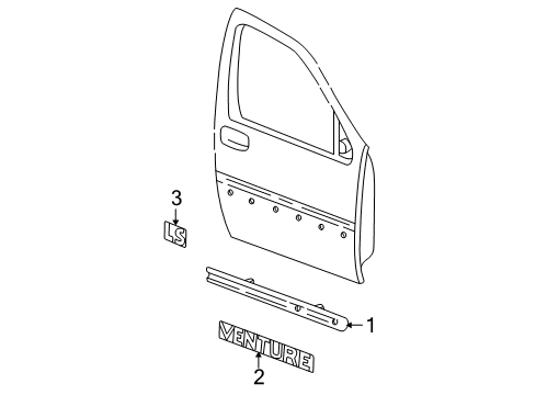 2000 Chevy Venture Body Side Molding, Front Passenger Side Diagram for 10439348