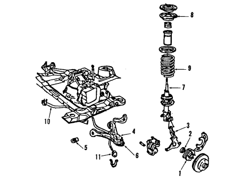 1994 Oldsmobile Cutlass Cruiser Front Suspension Components, Lower Control Arm, Stabilizer Bar Diagram