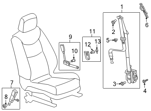 2024 Cadillac XT6 Front Seat Belts Diagram