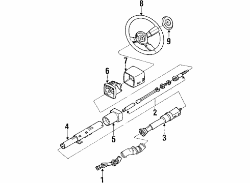 1990 Buick Reatta Steering Column, Steering Wheel Diagram 1 - Thumbnail