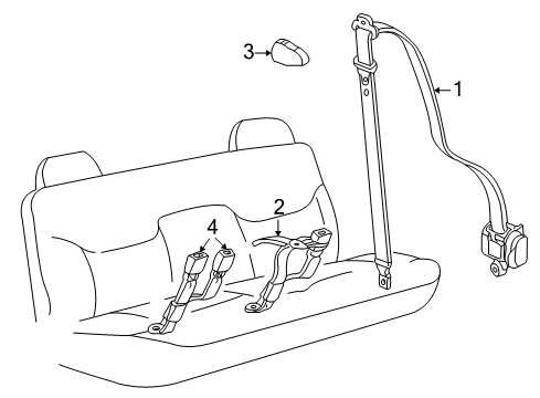 2008 Hummer H2 Rear Seat Belts Diagram 1 - Thumbnail