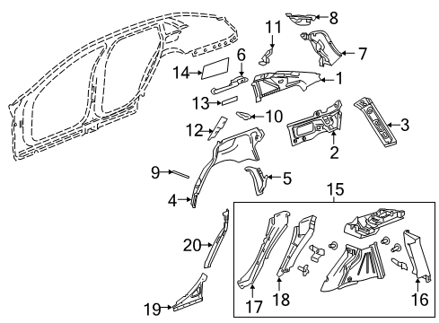 2017 Cadillac CT6 Panel, Rear Passenger Side Diagram for 23411229
