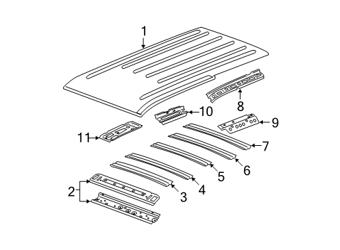 2012 Cadillac Escalade ESV Roof & Components Diagram