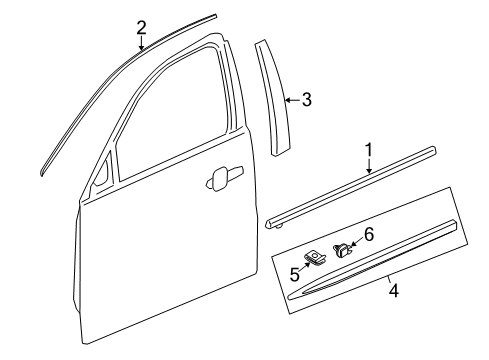 2019 Cadillac XTS Exterior Trim - Front Door Diagram