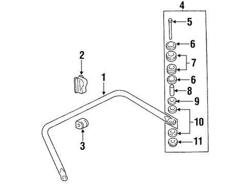 1999 Oldsmobile Aurora Rear Suspension Components, Lower Control Arm, Ride Control, Stabilizer Bar Diagram