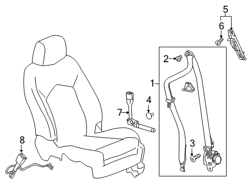 2017 Cadillac XT5 Belt & Retractor, Gray, Passenger Side Diagram for 19366868