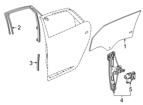 2019 Cadillac XTS Rear Door - Glass & Hardware Diagram