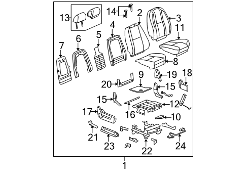 2008 GMC Yukon XL 1500 Front Seat Components Diagram 7 - Thumbnail