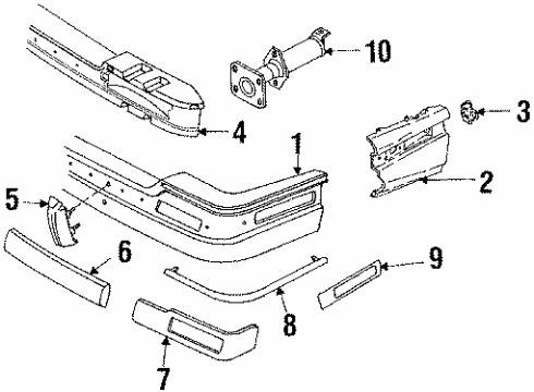 1988 Cadillac Eldorado Bumper Cover, Front Diagram for 1636294
