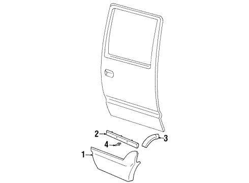 2000 GMC Yukon Exterior Trim - Rear Door Diagram 1 - Thumbnail