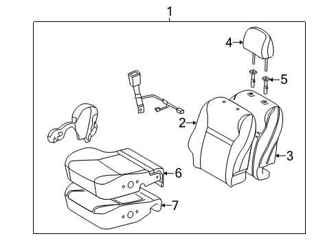 2010 Pontiac Vibe Seat Cushion Pad, Driver Side Diagram for 19184959