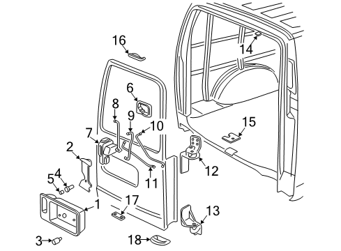 1999 Chevy Express 3500 Back Door - Lock & Hardware Diagram