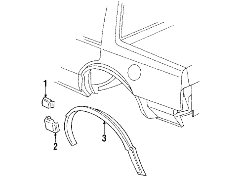 1986 Buick Electra Quarter Panel Glass, Exterior Trim, Trim Diagram 1 - Thumbnail