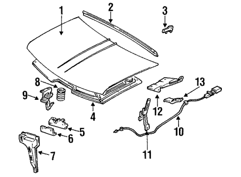 1998 GMC Yukon Hood & Components Diagram