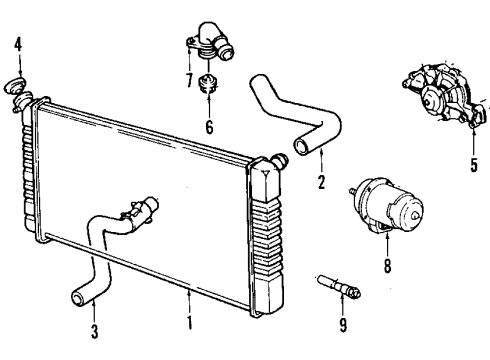 1993 Cadillac DeVille Cooling System, Radiator, Water Pump, Cooling Fan Diagram