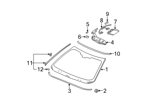 2004 Cadillac DeVille Windshield Glass, Reveal Moldings Diagram