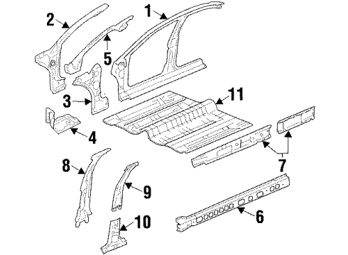 2003 Pontiac Grand Prix Pillar Reinforcement, Driver Side Diagram for 12493706