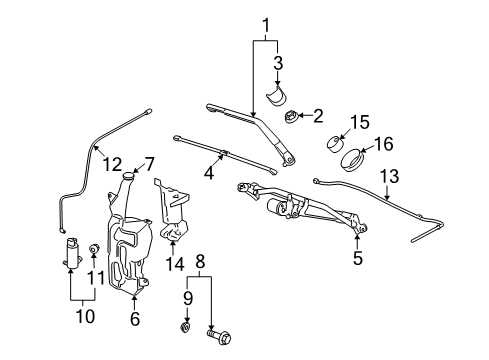 2012 Cadillac Escalade EXT Wiper & Washer Components Diagram