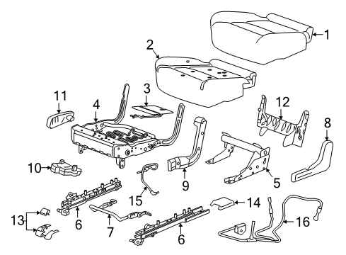 2023 Chevy Traverse Seat Track, Rear Inner Passenger Side Diagram for 84814830