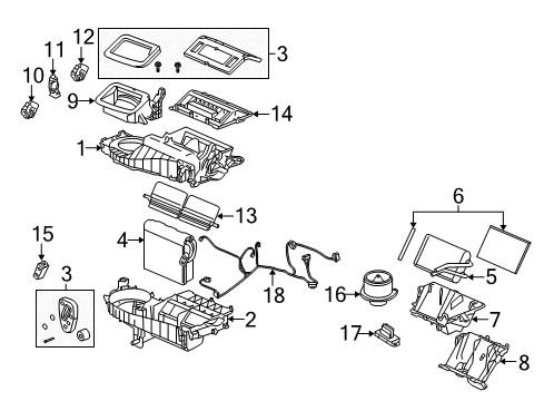 2007 Pontiac Grand Prix A/C Evaporator & Heater Components Diagram