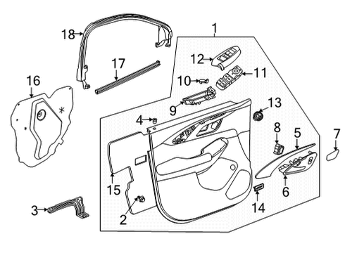 2024 Chevy Trailblazer Interior Trim - Front Door Diagram