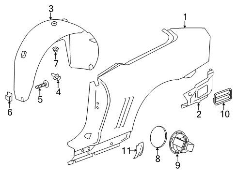 2014 Chevy Camaro Quarter Panel & Components Diagram