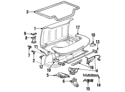 1993 Chevy Lumina Nameplate, Rear Diagram for 10214718
