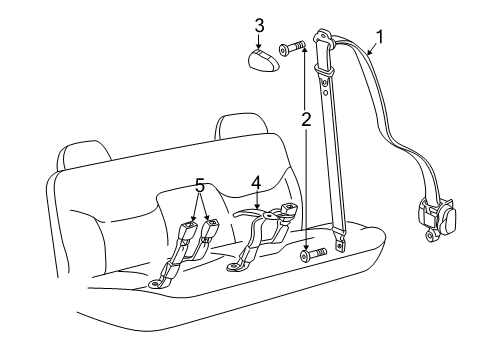 2003 Cadillac Escalade ESV Rear Seat Belts Diagram