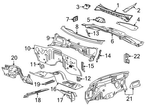 2020 GMC Sierra 1500 Cab Cowl Diagram 1 - Thumbnail