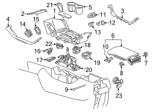 2017 GMC Acadia Center Console Diagram