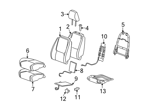 2008 Pontiac Torrent Front Seat Components Diagram 2 - Thumbnail