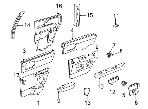 2000 GMC Jimmy Interior Trim - Rear Door Diagram