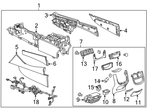 2015 Cadillac CTS Console Assembly, Black Diagram for 84295415