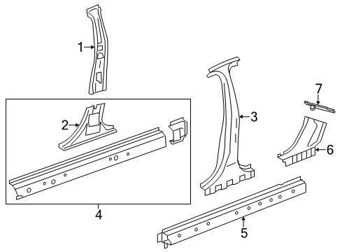 2012 Chevy Volt Center Pillar & Rocker Diagram