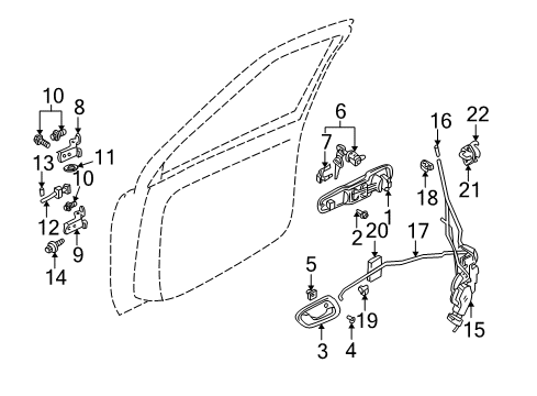 2001 Chevy Tracker Latch Assembly, Passenger Side Diagram for 30022356
