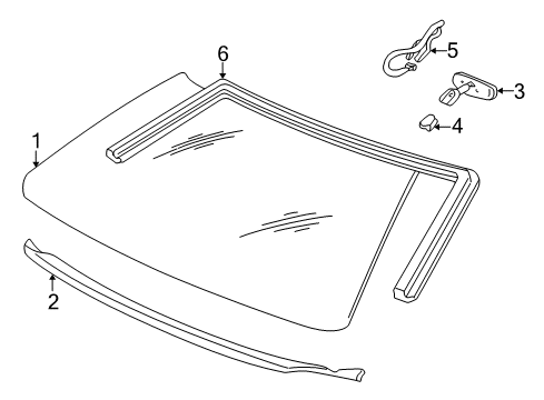 2004 Buick Regal Windshield Glass, Reveal Moldings Diagram