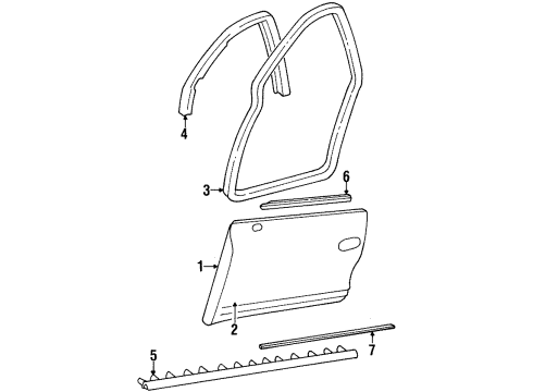 1995 Oldsmobile Aurora Belt Weatherstrip, Front Passenger Side Diagram for 25641883