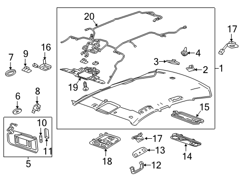 2016 Cadillac ATS Interior Trim - Roof Diagram