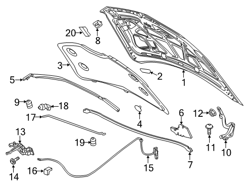 2016 Cadillac ELR Hood & Components Diagram