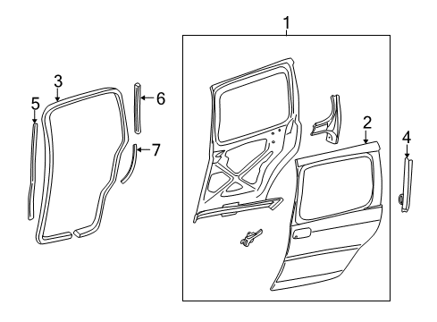 2005 Pontiac Montana Side Loading Door - Door & Components Diagram