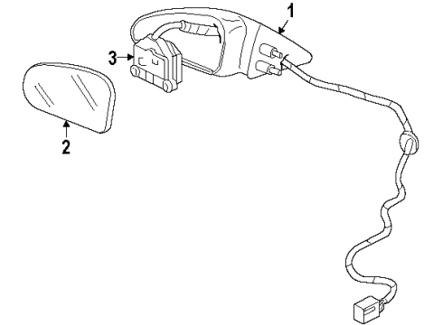 1995 Chevy Caprice Mirror, Black, Rear Passenger Side Diagram for 10231160