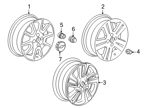 2013 Chevy Spark Wheels, Covers & Trim Diagram