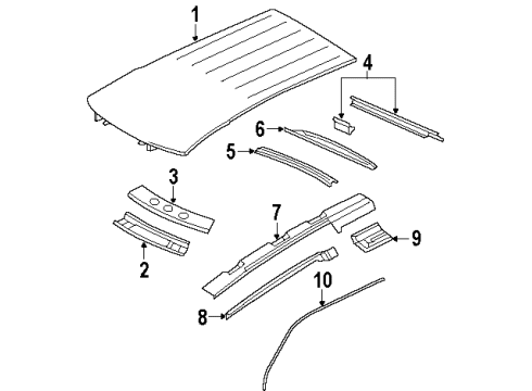 1999 Oldsmobile Silhouette Roof & Components Diagram