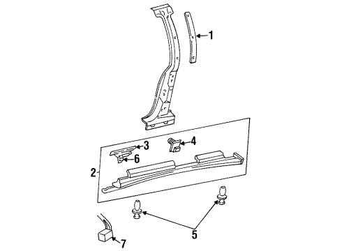 1999 Oldsmobile Aurora Exterior Trim - Pillars, Rocker & Floor Diagram