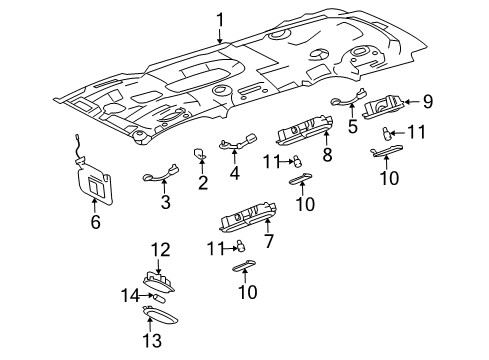 2006 Chevy Trailblazer EXT Interior Trim - Roof Diagram