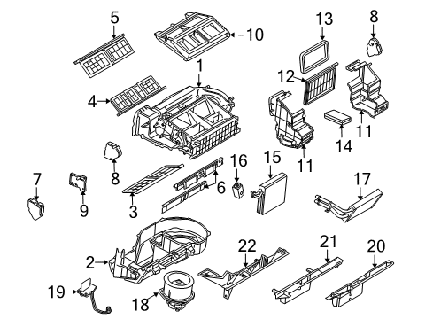2005 Saturn Relay A/C Evaporator & Heater Components Diagram