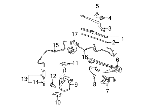 2011 Cadillac DTS Wiper & Washer Components Diagram